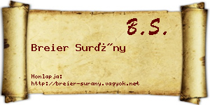 Breier Surány névjegykártya